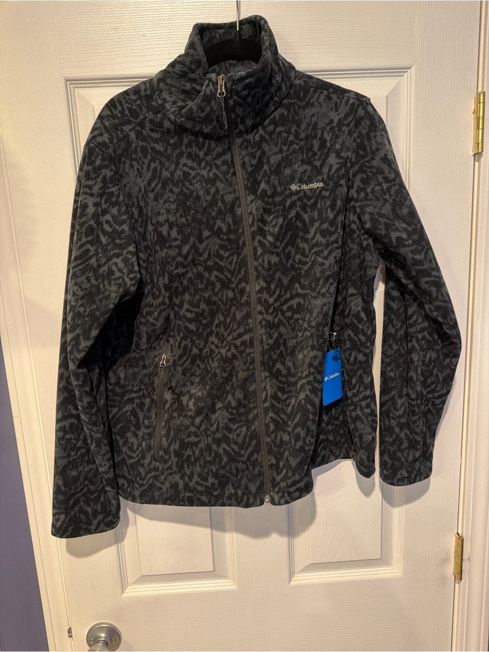 Columbia Women's Dark Gray Black Patterned Full-Zip Fleece Jacket